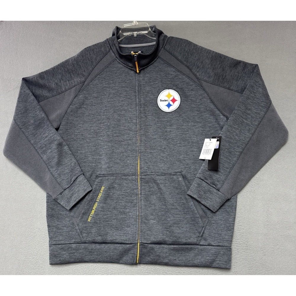 NFL Pittsburgh Steelers Full Zip Jacket Mens XXL Gray Logo Tailgate‎ Gameday